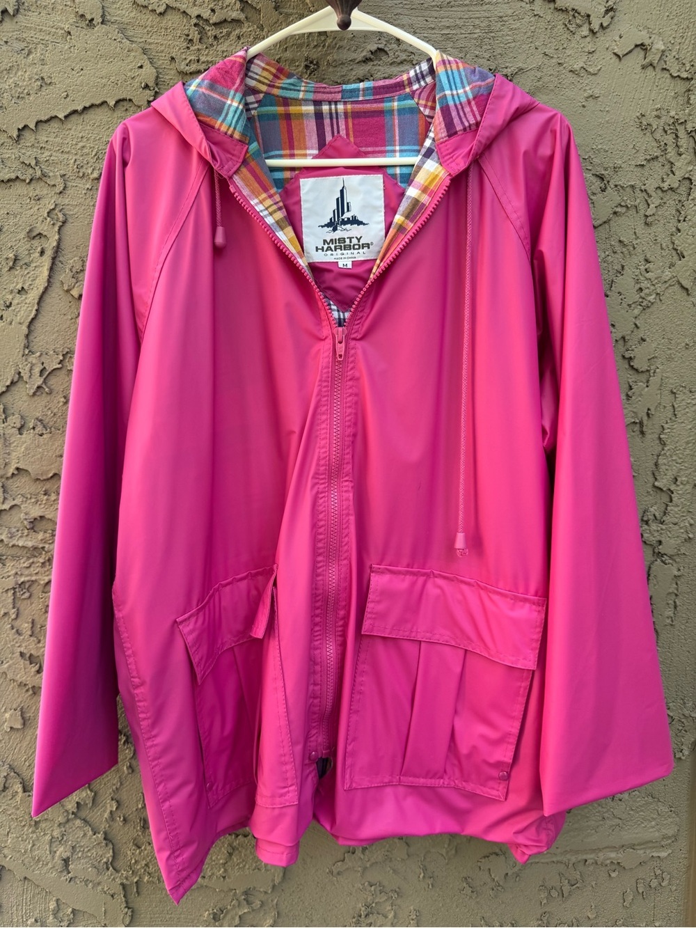 Misty Harbor Rain Jacket Plaid Cotton lined Hooded Size M - Picture 3 of 11